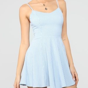 Blue gingham summer dress